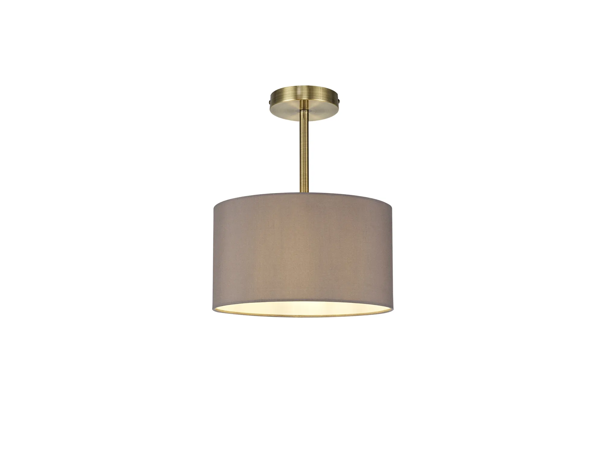 DK0166  Baymont 30cm Semi Flush 1 Light Antique Brass; Grey